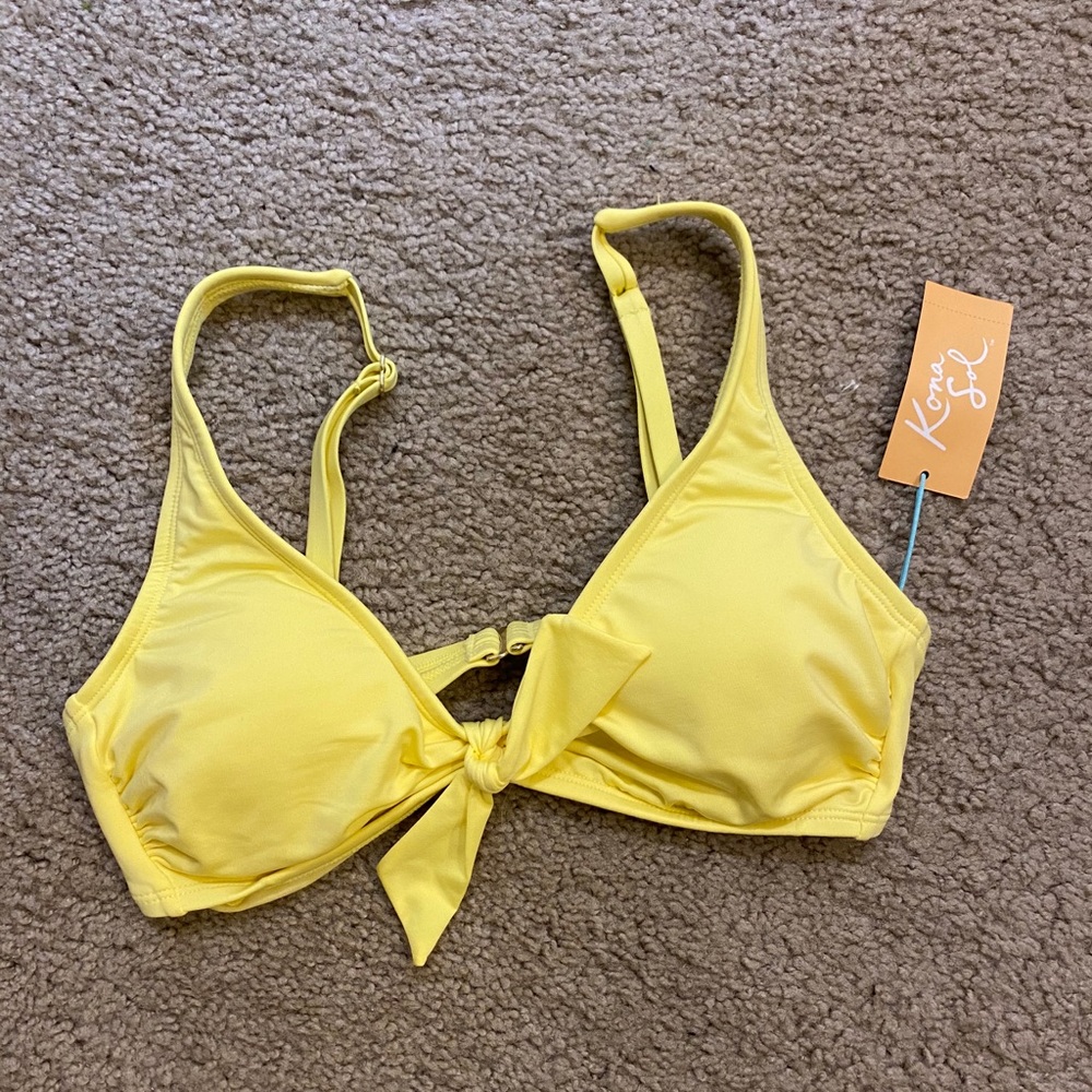 Yellow bikini top.